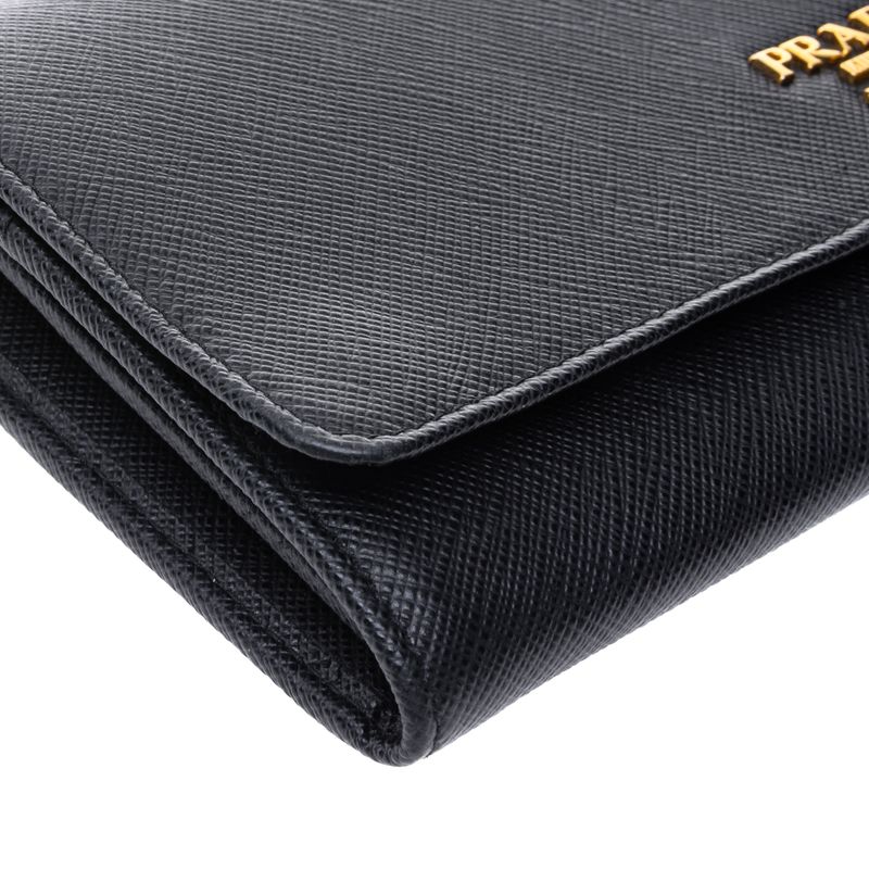 Carteira-Prada-Couro-Saffiano-Preto-com-Alca