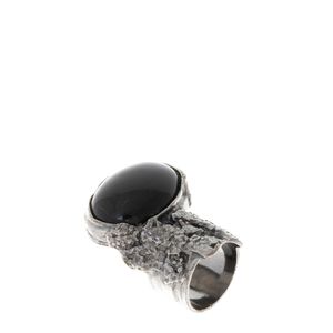 Anel Saint Laurent Metal Chumbo e Cristal Preto