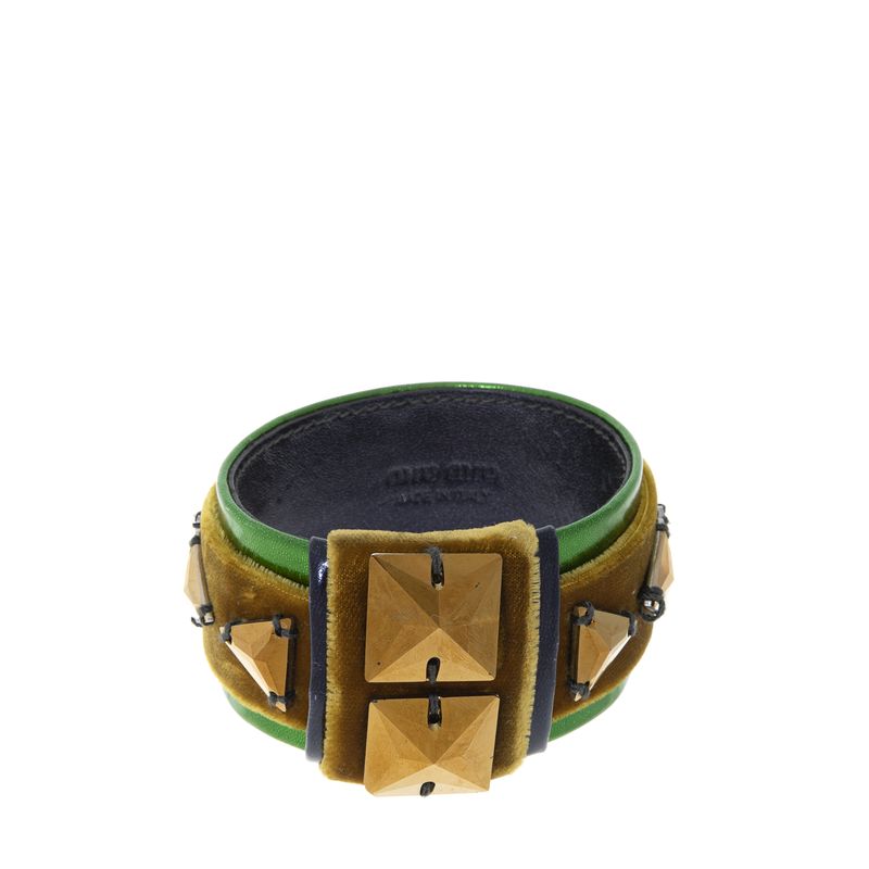 Bracelete-Miu-Miu-Veludo-Verde-e-Pedraria