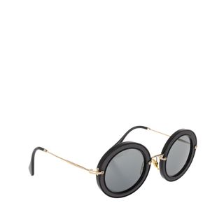 Óculos Miu Miu SMU OBR Redondo Acetato Preto