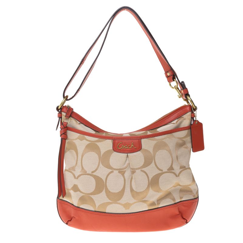 Bolsa-Coach-Monograma-e-Couro-Laranja