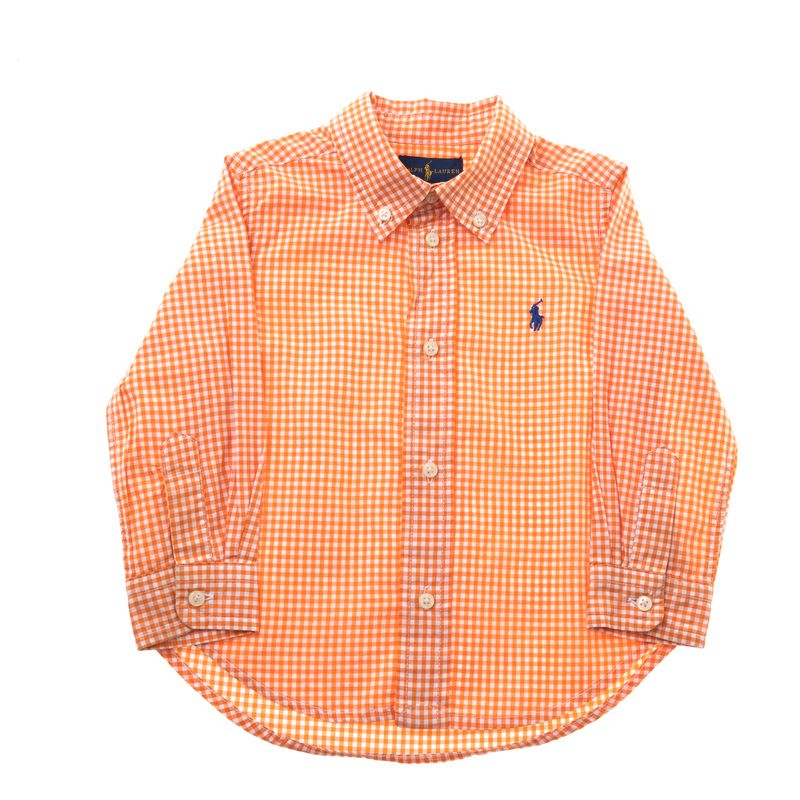 Camisa-Infantil-Ralph-Lauren-Xadrez-Laranja