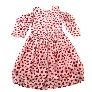 Vestido Mixed Infantil Rosa Estampa Corações
