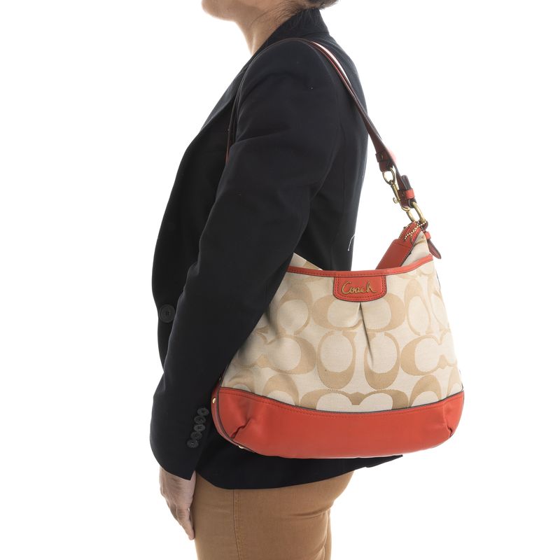 Bolsa-Coach-Monograma-e-Couro-Laranja