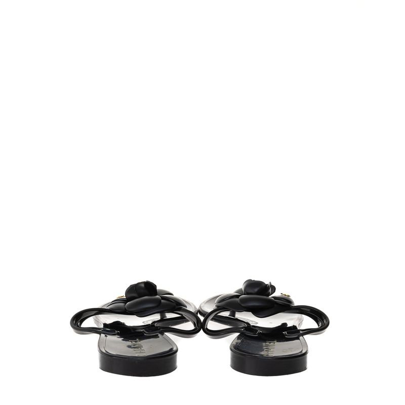 Sandalia-Rasteira-Chanel-Camelia-Preta