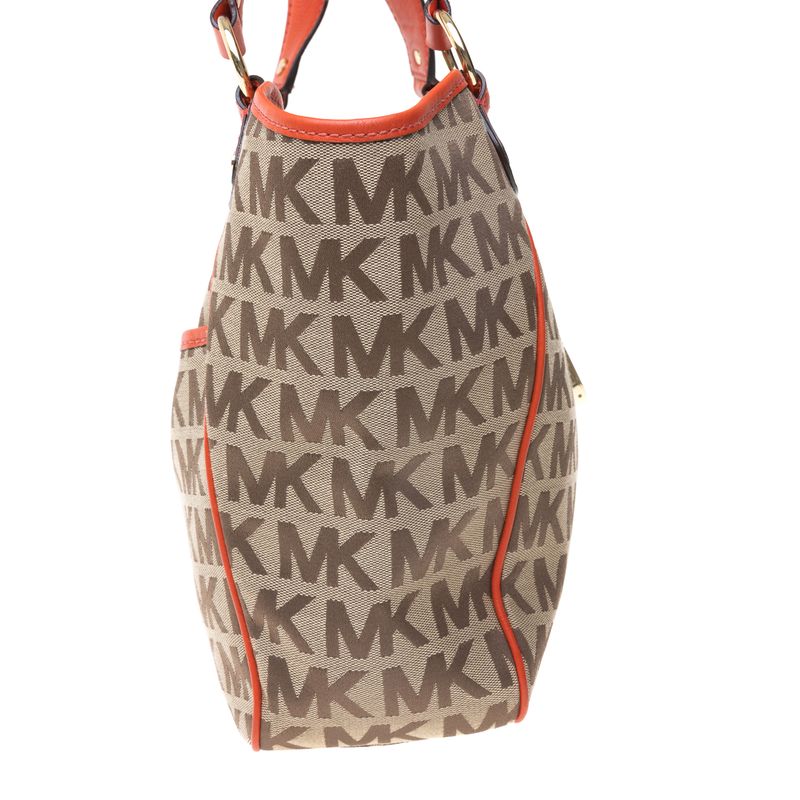 Bolsa-Michael-Kors-Monogram-e-Couro-Laranja