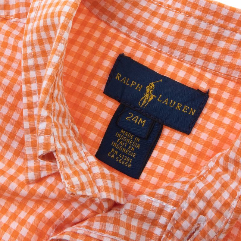 Camisa-Infantil-Ralph-Lauren-Xadrez-Laranja