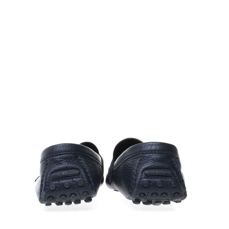 Mocassim-Louis-Vuitton-Couro-Azul-Marinho-Fivela-Prateada