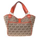 Bolsa-Michael-Kors-Monogram-e-Couro-Laranja