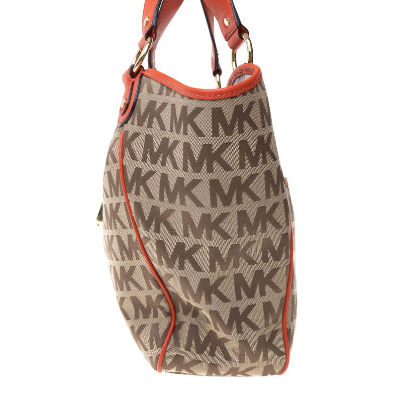 Bolsa-Michael-Kors-Monogram-e-Couro-Laranja