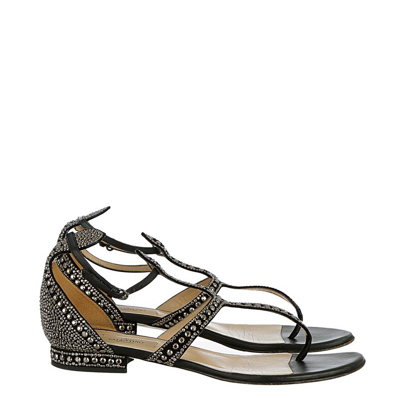 Sandalia-Rasteira-Valentino-Pedras-Couro-Preta