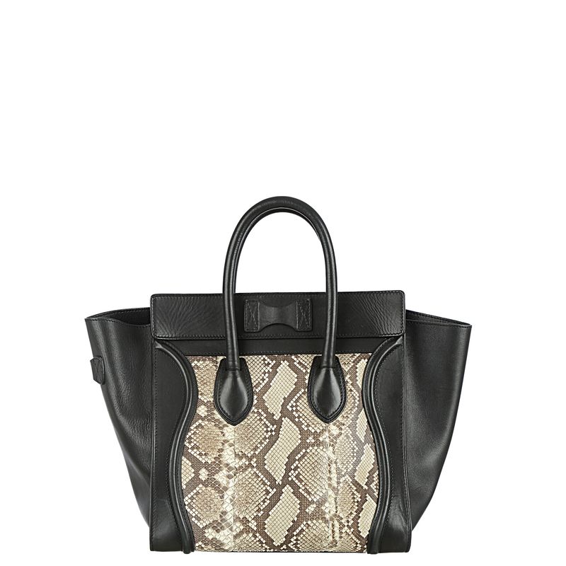 Bolsa-Celine-Luggage-Couro-Preto-e-Python