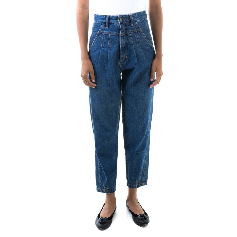 Calca-Jeans-Framed-Cintura-Alta-com-Pregas