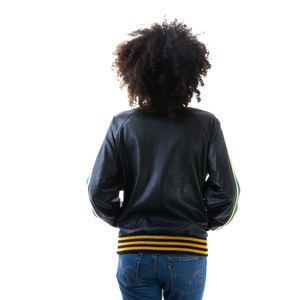 Jaqueta Gucci Couro Nappa Preto e Patch Morango