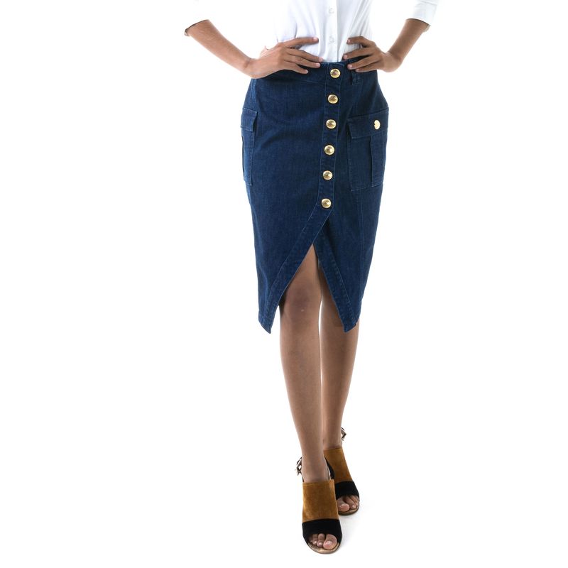 Saia-Mixed-Jeans-Botoes-Dourados