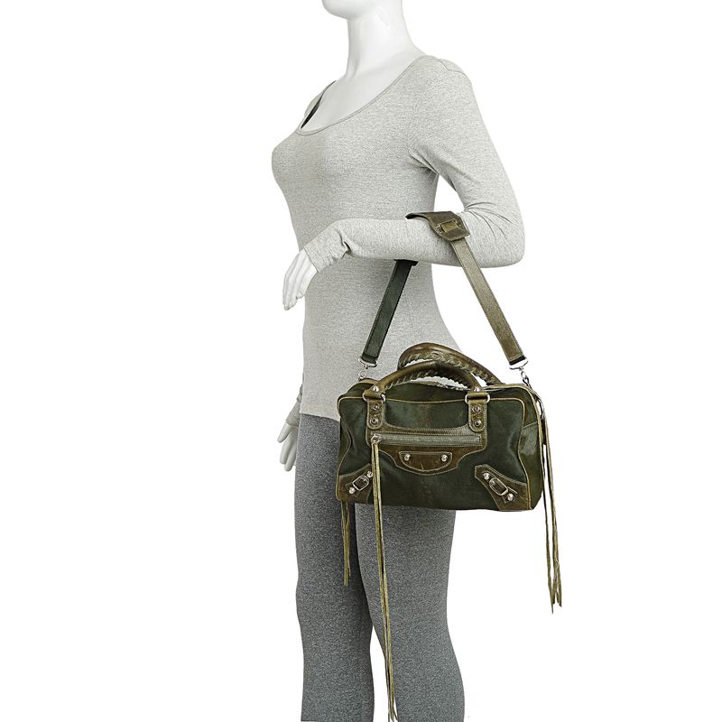 Bolsa-Balenciaga-Twiggy-Pelo-e-Couro-Verde