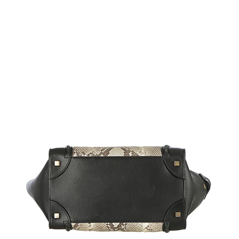 Bolsa-Celine-Luggage-Couro-Preto-e-Python