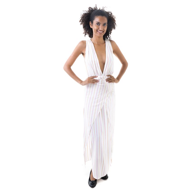 Vestido-Mixed-Branco-Listrado-com-Amarracao