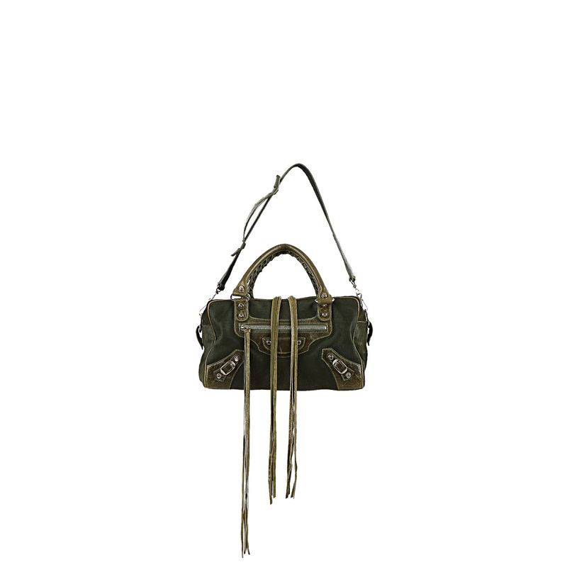 Bolsa-Balenciaga-Twiggy-Pelo-e-Couro-Verde