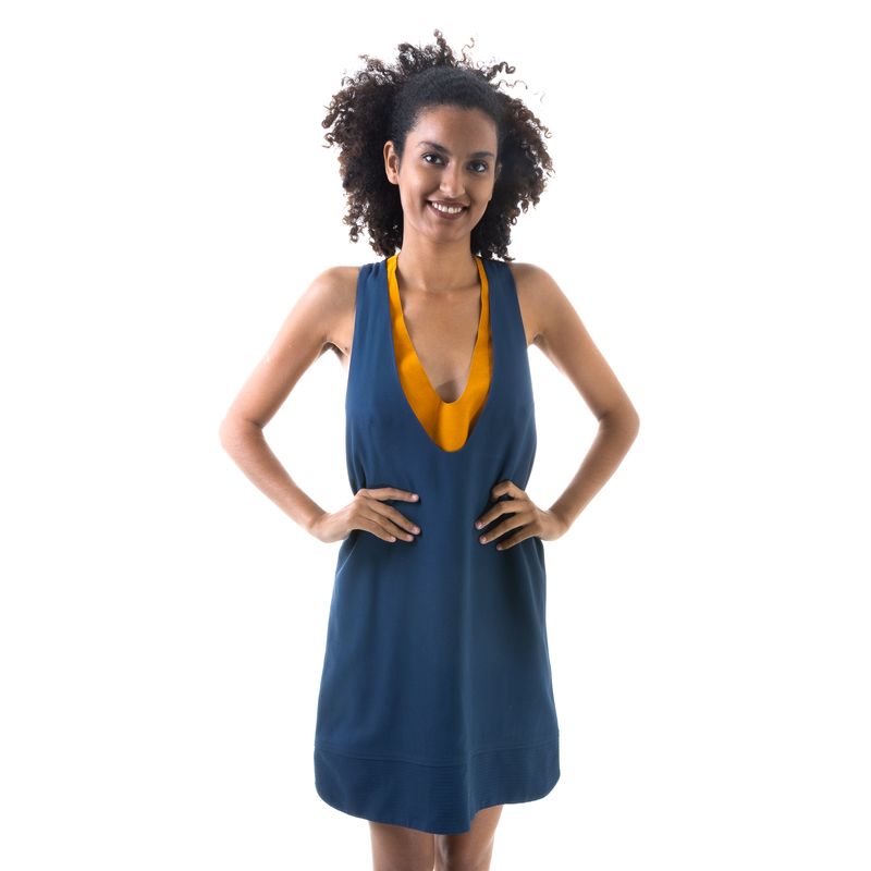 Vestido-Paula-Raia-Azul-com-Body-Camurca-Mostarda
