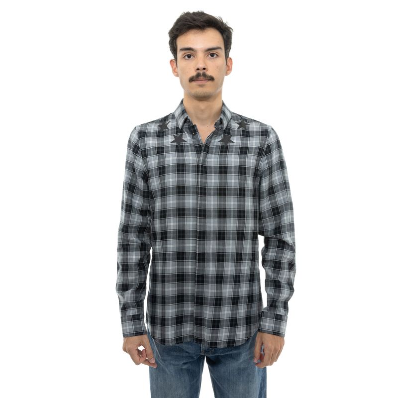 Camisa-Givenchy-Xadrez-Branco-e-Preto