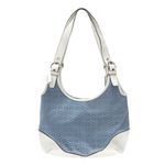 Bolsa-Coach-de-Ombro-Couro-Branco-e-Jacquard-Azul