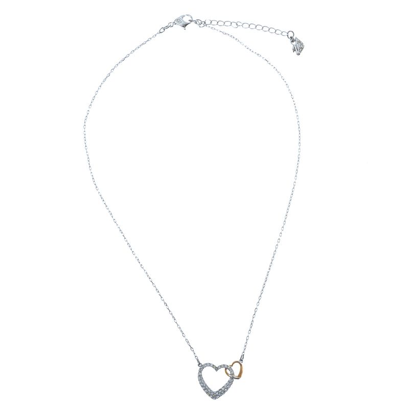 Colar-Swarovski-Coracao-de-Cristais-e-Mini-Coracao-Dourado