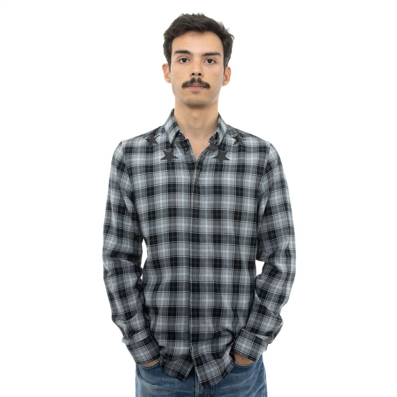 Camisa-Givenchy-Xadrez-Branco-e-Preto