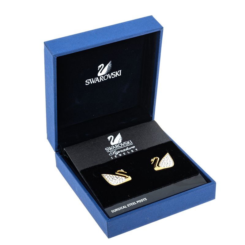 Brinco-Swarovski-Cisne-Dourado-com-Cristais