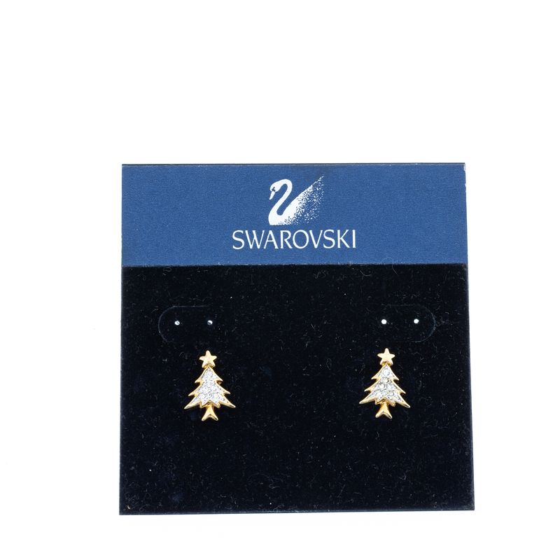 Brinco-Swarovski-Arvore-de-Natal-Dourado-e-Cristais