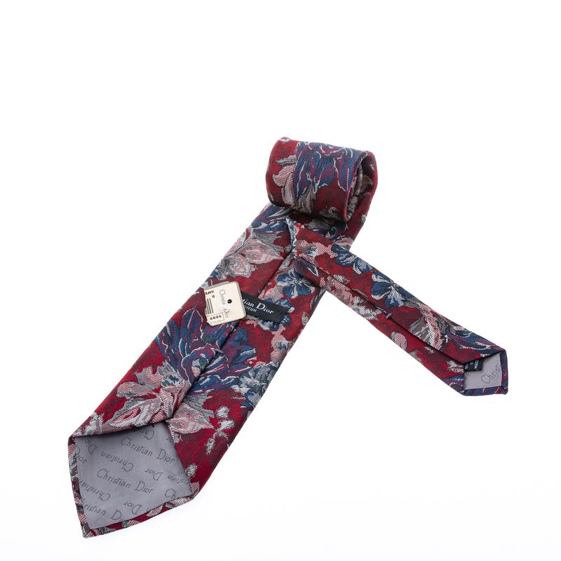 Gravata-Christian-Dior-Jacquard-Vinho-Floral