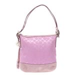 Bolsa-Coach-de-Ombro-Couro-Camurca-e-Jacquard-Rosa