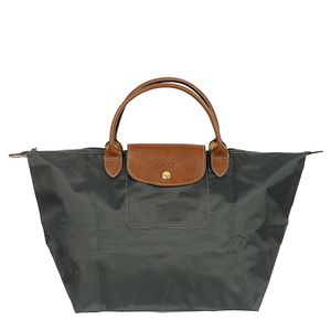 Bolsa Longchamp Tote Le Pliage Couro e Tecido cinza