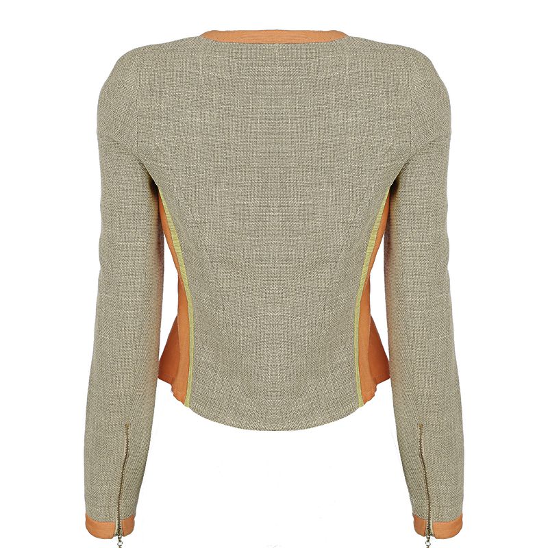 Blazer-Lilly-Sarti-Tecido-Trancado-Bege