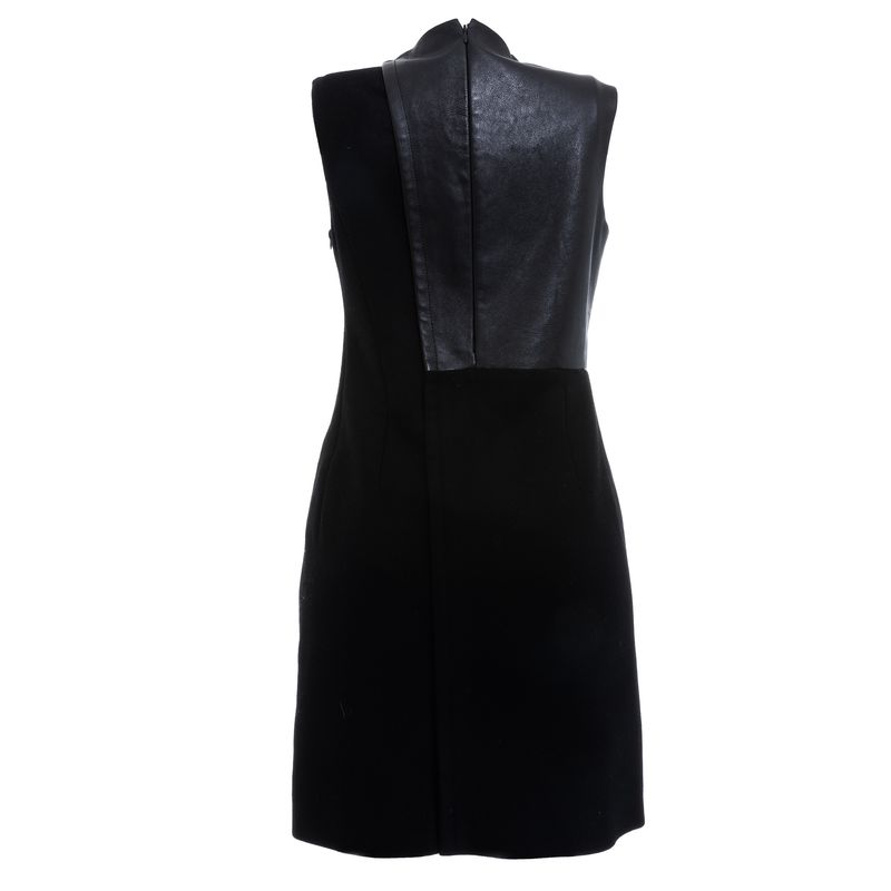 Vestido-Celine-Tubinho-Couro-e-La-Preto