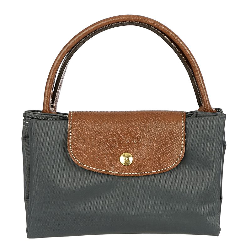 Bolsa-Longchamp-Tote-Le-Pliage-Couro-e-Tecido-cinza