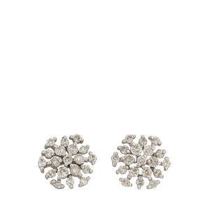 Brinco Ouro Branco e Flor Brilhantes