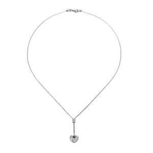 Colar Ouro Branco Pingente Coração