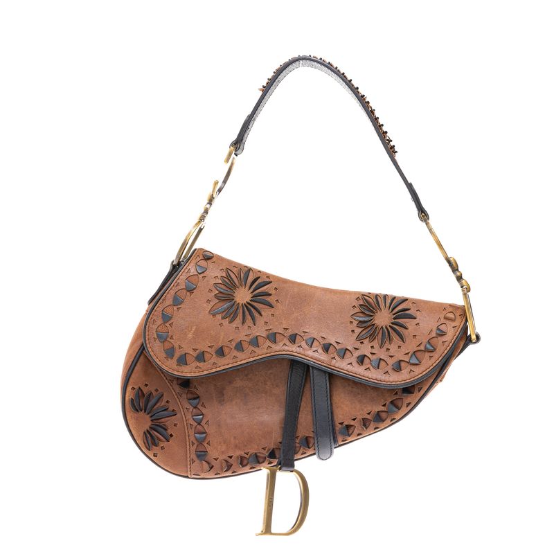 Bolsa-Christian-Dior-Saddle-Vintage-Edicao-Especial-Couro-Marrom-com-Recortes