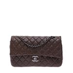 Bolsa-Chanel-Double-Flap-Couro-Marrom