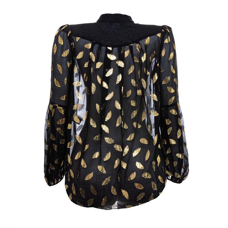 Camisa-Diane-Von-Furstenberg-Seda-Preta-e-Aplicacoes-Douradas
