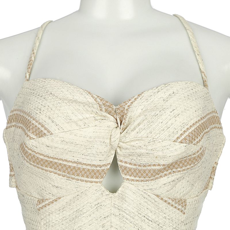 Vestido-Cris-Barros-Texturizado-Marrom-e-Creme