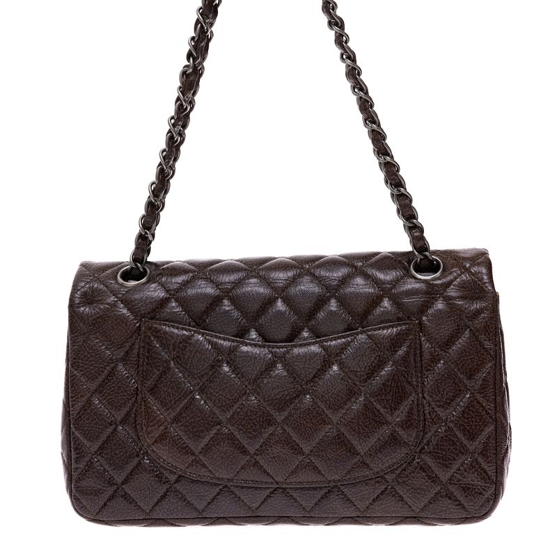 Bolsa-Chanel-Double-Flap-Couro-Marrom