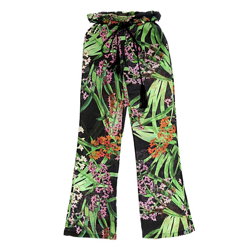 Calca-Mixed-Seda-Floral-Verde-Rosa-e-Preta