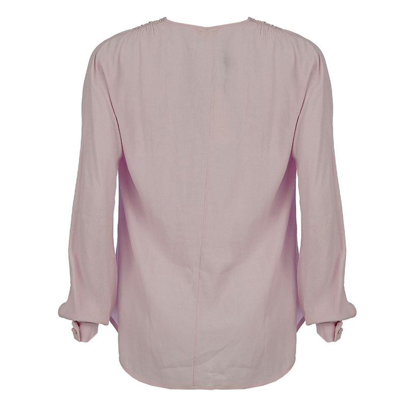 Blusa-Cris-Barros-Tecido-Gola-V-Manga-Longa-Rosa