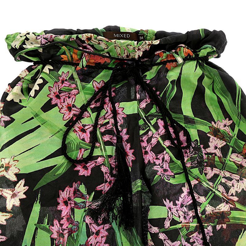Calca-Mixed-Seda-Floral-Verde-Rosa-e-Preta