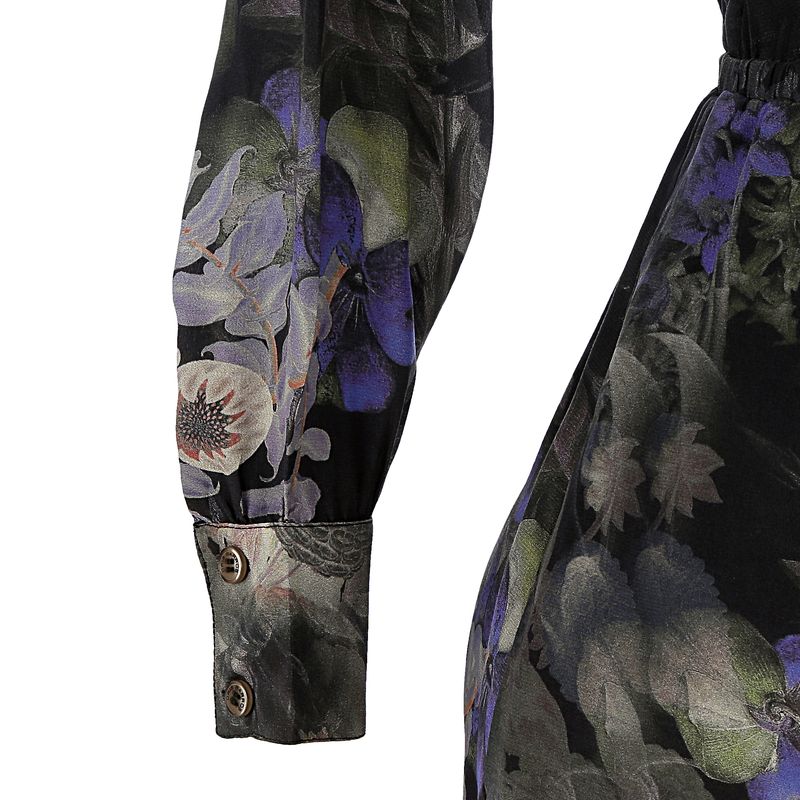 Vestido-Cris-Barros-Curto-Manga-Longa-Florido-Roxo