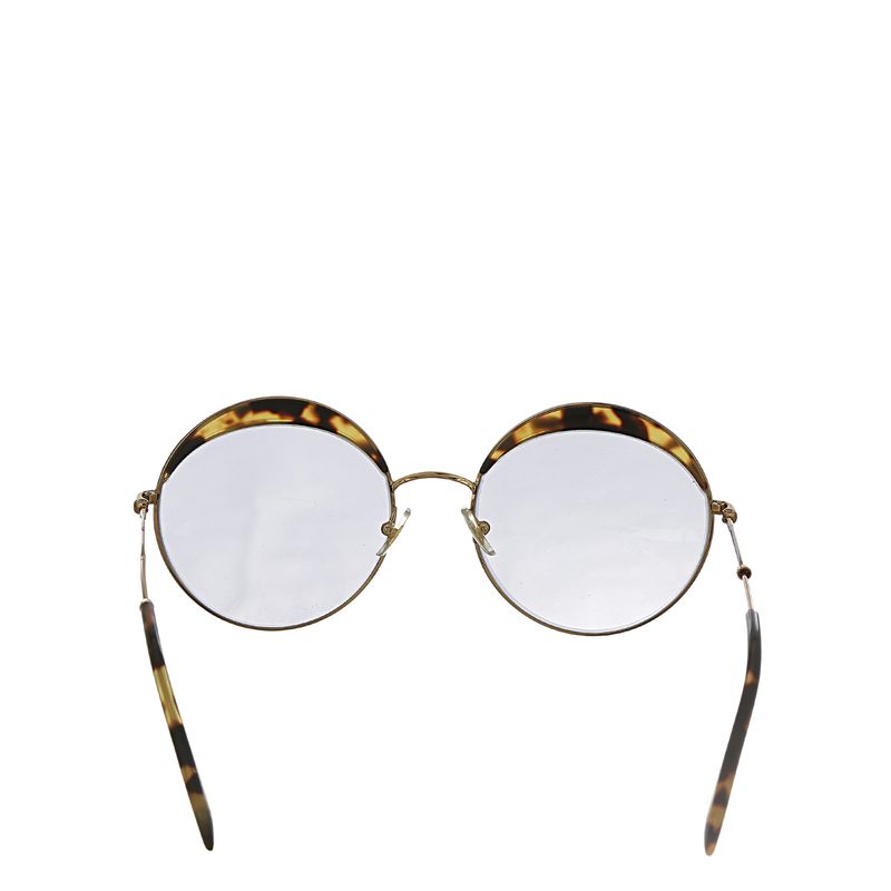 Oculos-Miu-Miu-Redondo-Marrom-e-Dourado