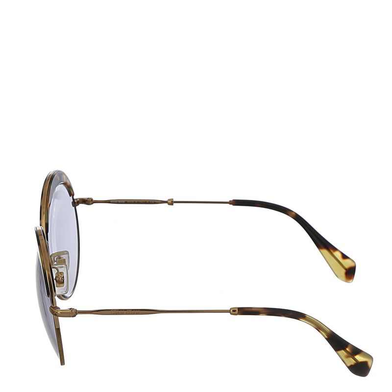 Oculos-Miu-Miu-Redondo-Marrom-e-Dourado