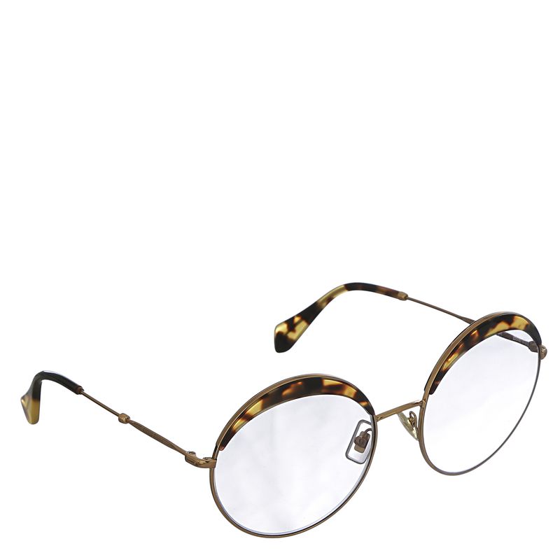 Oculos-Miu-Miu-Redondo-Marrom-e-Dourado